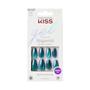 imageKISS Gel Fantasy Magnetic Press On Nails Almond Solid Red Medium Length 28 Fake Nails Pink Gel Nail Glue Net Wt 2 G  007oz Manicure Stick and Mini Nail FileChameleon
