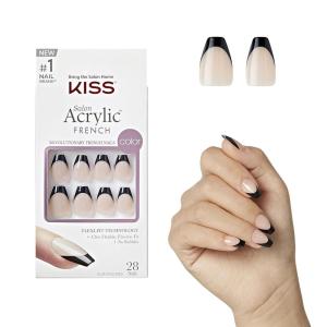 imageKISS Salon Acrylic Press On Nails Nail glue included Catchy Purple Medium Size Almond Shape Includes 28 Nails 2g glue 1 Manicure Stick 1 Mini FileBlack