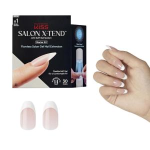 imageKISS Salon Xtend LED Gel Nail Kit Perk Beige Medium Coffin 30 Press On Nails LED Soft Gel Adhesive 5 ml 016 US fl oz LED Lamp USB Cable Prep Pad Manicure Stick ampamp Mini Nail FilePure