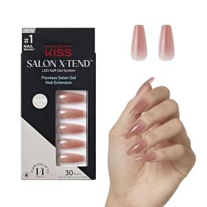 imageKISS Salon Xtend LED Gel Nail Kit Press On Nails Changed Multicolor Short Oval 30 Fake Nails Soft Gel Nail Glue 5 ml 016 US fl oz Prep Pad Manicure Stick ampamp Mini Nail FileMedium Pink