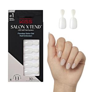 imageKISS Salon Xtend LED Gel Nail Kit Press On Nails Changed Multicolor Short Oval 30 Fake Nails Soft Gel Nail Glue 5 ml 016 US fl oz Prep Pad Manicure Stick ampamp Mini Nail FileLight White