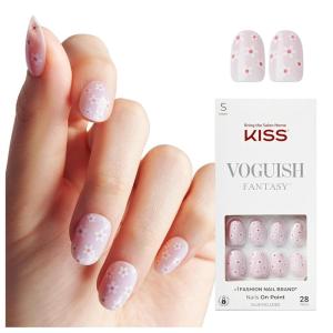 imageKISS Voguish Fantasy Press On Glue Nails  Luminary Pink Short Oval  Waterproof Smudge Proof Nail Kit Contains 28 Fake Nails Pink Gel Nail Glue 2g Mini Nail File ampamp Manicure StickLuminary