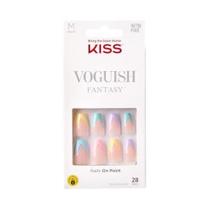 imageKISS Voguish Fantasy Press On Glue Nails  Luminary Pink Short Oval  Waterproof Smudge Proof Nail Kit Contains 28 Fake Nails Pink Gel Nail Glue 2g Mini Nail File ampamp Manicure StickDisco Ball