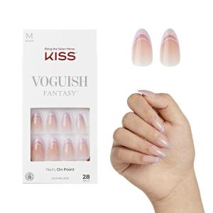 imageKISS Voguish Fantasy Press On Glue Nails  Luminary Pink Short Oval  Waterproof Smudge Proof Nail Kit Contains 28 Fake Nails Pink Gel Nail Glue 2g Mini Nail File ampamp Manicure StickRainy Night