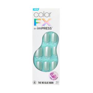imageKISS colorFX by imPRESS Press On Nails  Reconnect Solid Blue with Pearlescent Finish Short Oval New ampamp Improved Adhesive Includes 30 Fake Nails Prep Pad 1 Manicure Stick 1 Mini Nail FileAfter Hours
