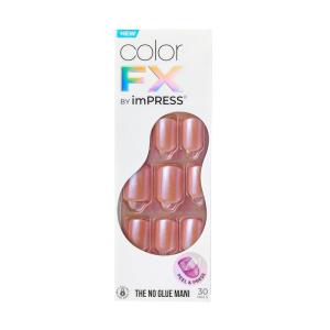 imageKISS colorFX by imPRESS Press On Nails  Sour Love Solid White with Pearlescent Finish Short Oval New ampamp Improved Adhesive Includes 30 Fake Nails Prep Pad 1 Manicure Stick 1 Mini Nail FileMedium