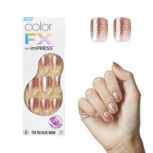 imageKISS colorFX by imPRESS Press On Nails  Sour Love Solid White with Pearlescent Finish Short Oval New ampamp Improved Adhesive Includes 30 Fake Nails Prep Pad 1 Manicure Stick 1 Mini Nail File33 Count Pack of 1