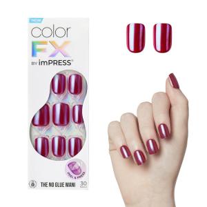 imageKISS colorFX by imPRESS Press On Nails  Starry Solid Light Pink with Pearlescent Finish Short Oval New ampamp Improved Adhesive Includes 30 Fake Nails Prep Pad 1 Manicure Stick 1 Mini Nail FileThis City