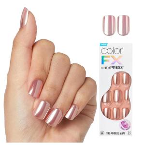 imageKISS colorFX by imPRESS Press On Nails  Starry Solid Light Pink with Pearlescent Finish Short Oval New ampamp Improved Adhesive Includes 30 Fake Nails Prep Pad 1 Manicure Stick 1 Mini Nail FileWanderlust