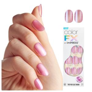 imageKISS colorFX by imPRESS Press On Nails  Starry Solid Light Pink with Pearlescent Finish Short Oval New ampamp Improved Adhesive Includes 30 Fake Nails Prep Pad 1 Manicure Stick 1 Mini Nail FileStarry