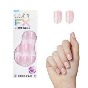 imageKISS colorFX by imPRESS Press On Nails  Starry Solid Light Pink with Pearlescent Finish Short Oval New ampamp Improved Adhesive Includes 30 Fake Nails Prep Pad 1 Manicure Stick 1 Mini Nail FilePop Star