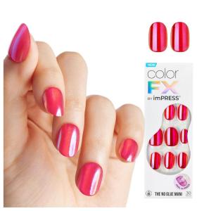 imageKISS colorFX by imPRESS Press On Nails  Starry Solid Light Pink with Pearlescent Finish Short Oval New ampamp Improved Adhesive Includes 30 Fake Nails Prep Pad 1 Manicure Stick 1 Mini Nail FileFloating