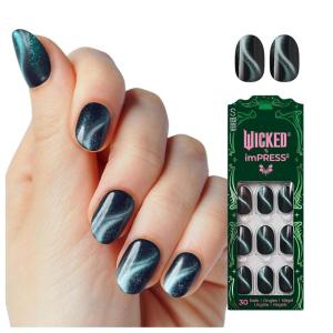 imageWICKED X imPRESS Press On Nails New Improved Adhesive Up To 10 Day Hold Beautifical White Medium Oval Includes 30 Fake Nails 1 Prep Pad 1 Manicure Stick 1 Mini FileLand of OZ