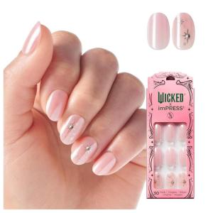 imageWICKED X imPRESS Press On Nails New Improved Adhesive Up To 10 Day Hold The Green Elixir Green Short Oval Includes 30 Fake Nails 1 Prep Pad 1 Manicure Stick 1 Mini FileGoodness Of My Heart