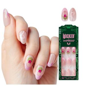 imageWICKED X imPRESS Press On Nails New Improved Adhesive Up To 10 Day Hold Unlikely Friendship Pink Medium Almond Includes 30 Fake Nails 1 Prep Pad 1 Manicure Stick 1 Mini FileTulip Harvest