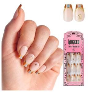 imageWICKED X imPRESS Press On Nails New Improved Adhesive Up To 10 Day Hold Unlikely Friendship Pink Medium Almond Includes 30 Fake Nails 1 Prep Pad 1 Manicure Stick 1 Mini FileJolly Old Shiz