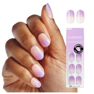imageimPRESS Color Ombre Press On Nails Beat The Heat Pink Short Oval PureFit Technology Patented Super Hold Adhesive Chip Proof Smudge Proof Mini Nail File Manicure Stick ampamp 30 Fake NailsTake A Chance