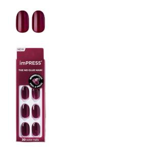 imageimPRESS Color Press On Nails Over You Solid Burgundy Short Oval PureFit Technology Patented Super Hold Adhesive Chip Proof Smudge Proof Mini Nail File Manicure Stick ampamp 30 Fake NailsBurgundy