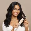 imageKISS Instawave 101 Automatic Rotating Curling Iron 1 Inch Pearl Ceramic Tourmaline Barrel Heats Up to 400 2 Directional Spinner Rose Gold Finish 107 LbsWhite