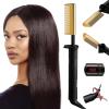 imageKISS Professional Pressing Comb with Polished Gold Smoothing Comb Safety Stand Digital LED Temperature Display ampamp Tangle Free 360 Swivel Cord
