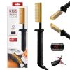 imageKISS Professional Pressing Comb with Polished Gold Smoothing Comb Safety Stand Digital LED Temperature Display ampamp Tangle Free 360 Swivel Cord