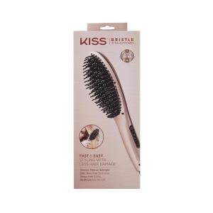 imageKISS Bristle Hair Straightener Heat Brush Digital Temperature Control Up to 410F 90Minute Auto Shutoff CoolTip Ionic Bristles Lightweight Handle 360 Swivel Cord Pink 125 lbs
