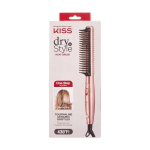 imageKISS Dry and Style Heat Brush Wet to Dry Detangling and Volumizing Hot Comb Tourmaline Ceramic Bristles 2 Temperature Settings Ultra Lightweight Handle 360 Swivel Power Cord