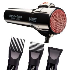 imageKISS HandleLess 1875W Ceramic Tourmaline Hair Dryer Effortless Styling Precision Blow Dryer Cool Touch Nozzle TripleLayer Heat Insulation Heat Resistant Cap 3 Styling Attachments Up to 450F4 Piece Set