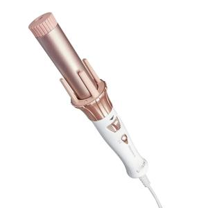 imageKISS Instawave 101 Auto Rotating Curling Iron Patented Automatic Spinner 2Way Rotation 1 Ceramic Ionic Curling Wand Dual Heat Settings up to 420F From Tight Curls to Beach Waves Black ampamp White