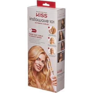 imageKISS Instawave 101 Automatic Rotating Curling Iron 1 Inch Pearl Ceramic Tourmaline Barrel Heats Up to 400 2 Directional Spinner Rose Gold Finish 107 LbsWhite