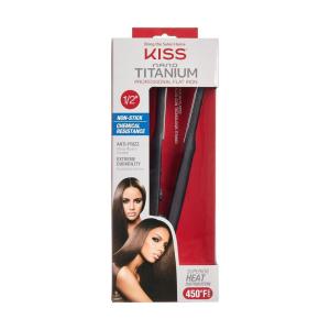 imageKISS Nano Titanium Professional Flat Iron Hair Straightener ampamp Styling Tool 05quot NonStick Chemical Resistant Titanium Plates Variable Temperature Control Ergonomic Design Up to 450F 086 Pounds1 Count Pack of 1