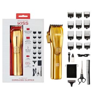 imageKISS Precision Blade Cordless Trimmer with Stainless Steel TBlade Powerful HighTorque HighSpeed Motor 3 Blade Guard Attachments ampamp Blade Cover USB Cable ampamp LongLasting Lithium Ion BatteryUltraCut Blade Cordless Clipper