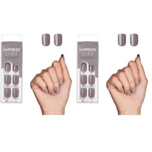 imageKISS imPRESS Color PressOn Manicure Gel Nail Kit PureFit Technology Short Length Taupe Prize PolishFree Solid Color Mani Includes Prep Pad Mini File Cuticle Stick and 30 Fake Nails1 Count Pack of 2