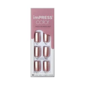 imageKISS imPRESS No Glue Mani Press On Nails Color Champagne Pink Pink Short Size Squoval Shape Includes 30 Nails Prep Pad Instructions Sheet 1 Manicure Stick 1 Mini File