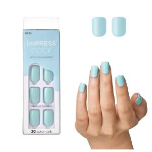 imageKISS imPRESS No Glue Mani Press On Nails Color Never Too Navy Blue Short Size Squoval Shape Includes 30 Nails Prep Pad Instructions Sheet 1 Manicure Stick 1 Mini FileMint to Be