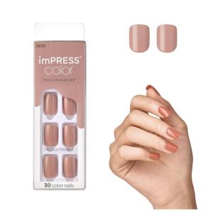 imageKISS imPRESS No Glue Mani Press On Nails Color Sandbox Pink Short Size Squoval Shape Includes 30 Nails Prep Pad Instructions Sheet 1 Manicure Stick 1 Mini File33 Piece Set