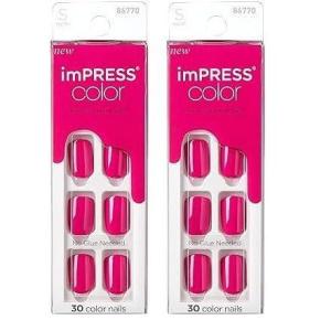 imageKISS imPRESS No Glue Mani Press On Nails Color Sandbox Pink Short Size Squoval Shape Includes 30 Nails Prep Pad Instructions Sheet 1 Manicure Stick 1 Mini File30 Piece Assortment Pack of 2