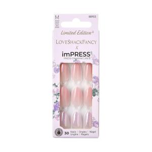 imageKISS LoveShackFancy x imPRESS PressOn Manicure Limited Edition Style quotBlushing Lavenderquot Medium Almond Pink PressOn Nails Includes Prep Pad Mini Nail File Cuticle Stick ampamp 30 Fake Nails