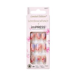imageKISS LoveShackFancy x imPRESS PressOn Manicure Limited Edition Style quotSunkissed Peachquot Short Square Pink PressOn Nails Includes Prep Pad Mini Nail File Cuticle Stick ampamp 30 Fake NailsPink