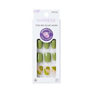 imageKISS imPRESS No Glue Mani Press On Nails Design Before Sunrise Green Short Size Squoval Shape Includes 30 Nails Prep Pad Instructions Sheet 1 Manicure Stick 1 Mini File