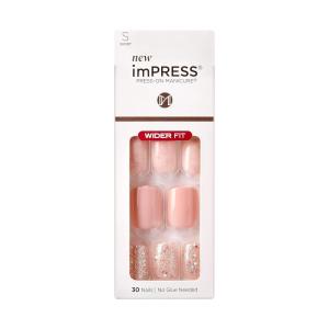 imageKISS imPRESS No Glue Mani Press On Nails Design Just a Dream Pink Short Size Squoval Shape Includes 30 Nails Prep Pad Instructions Sheet 1 Manicure Stick 1 Mini FilePink