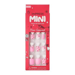 imageKISS imPRESS No Glue Mani Press On Nails Mini PressOn Manicure for Kids Super Duper Pink Kids Size Squoval Shape Includes 20 Fake Nails with Removable Application Tabs 1 Mini File