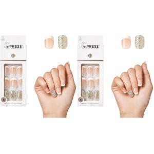 imageKISS imPRESS PressOn Manicure Nail Kit PureFit Technology Short PressOn Nails Time Slip Includes Prep Pad Mini Nail File Cuticle Stick and 30 Fake NailsTime Slip
