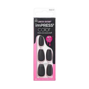 imageimPRESS Color PressOn Nails Halloween No Glue Needed Black Medium Coffin 33 CtThriller Night