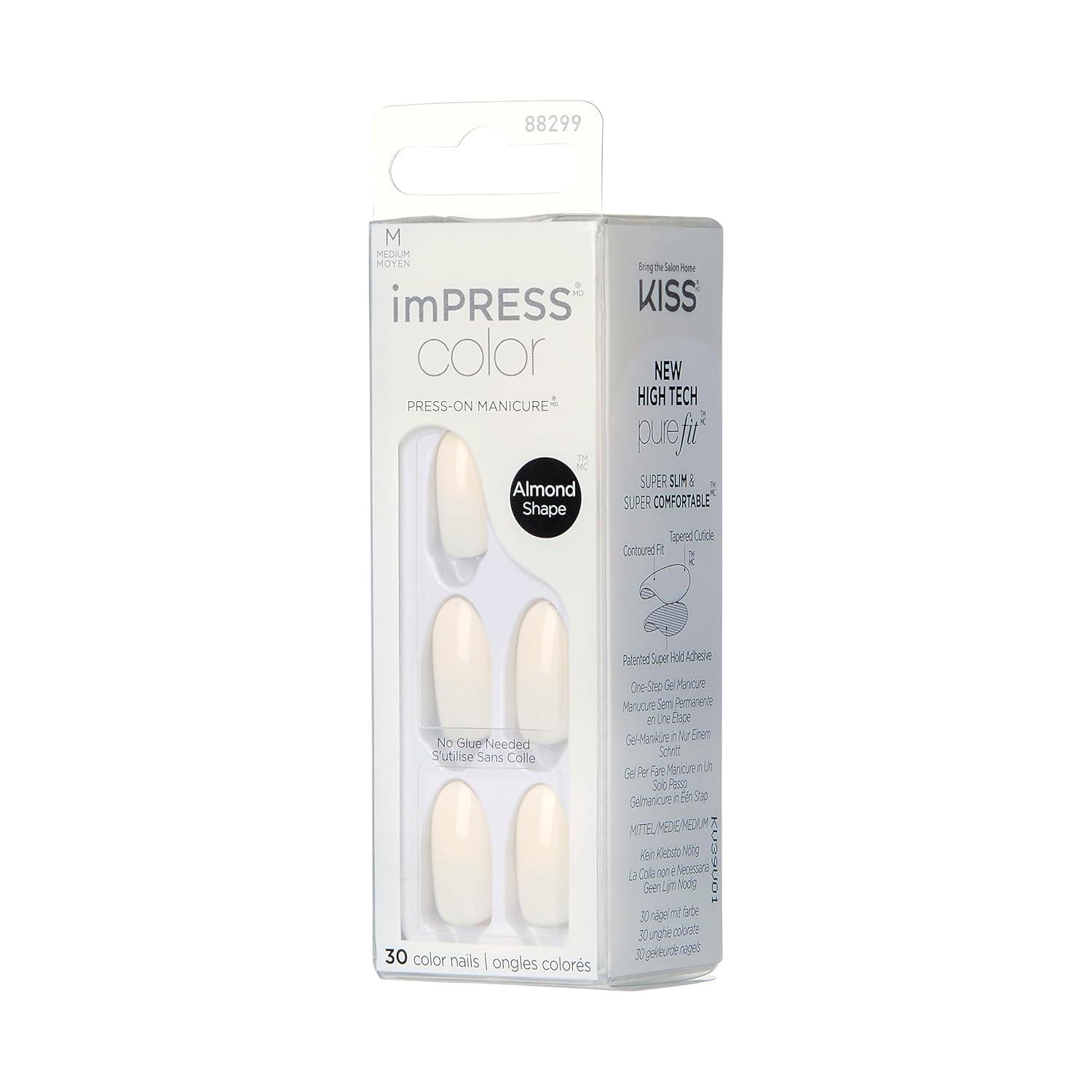 imageKISS imPRESS Color PressOn Manicure Fake Nails Ballroom  Short ampamp Square Solid White Ready To Wear Chip Proof Smudge Proof No Dry Time Mini File ampamp More  30 CountBallroom