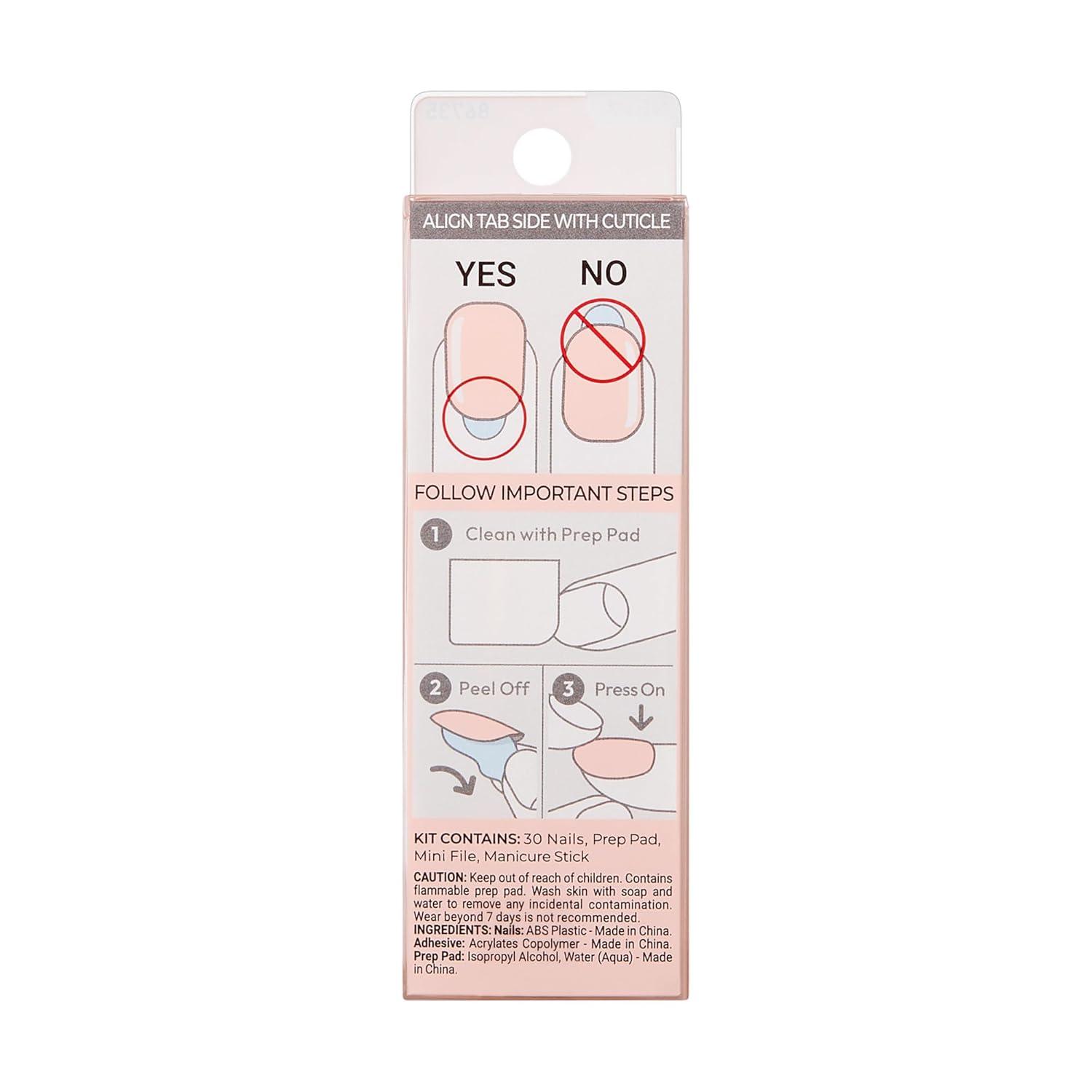 imageKISS imPRESS No Glue Mani Press On Nails  Serendipity Pink Medium Size Coffin Shape Includes 30 Nails Prep Pad Instructions Sheet 1 Manicure Stick 1 Mini File