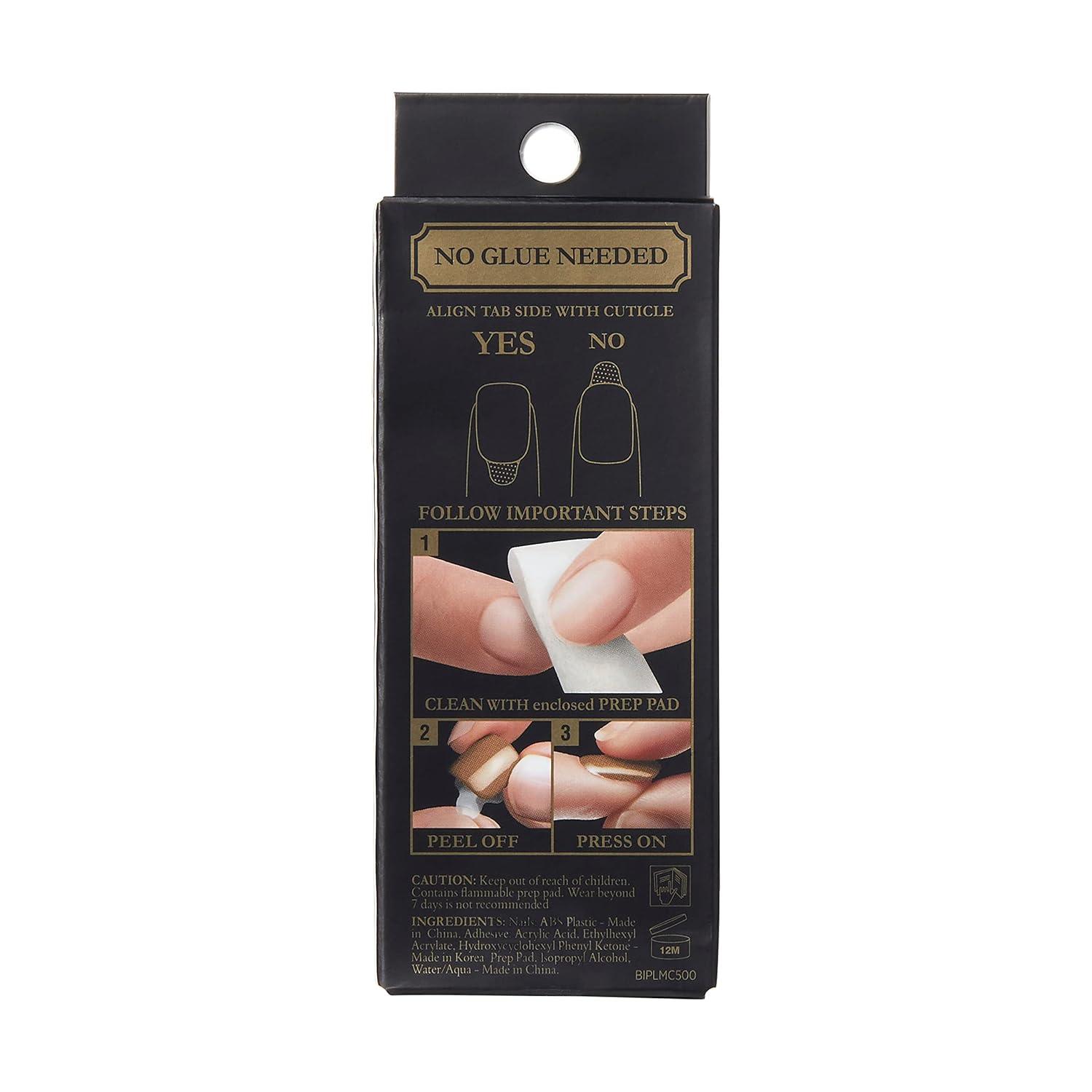 imageKISS imPRESS No Glue Mani Press On Nails Color YOLO Yellow Short Size Squoval Shape Includes 30 Nails Prep Pad Instructions Sheet 1 Manicure Stick 1 Mini FilePink with Diamonds
