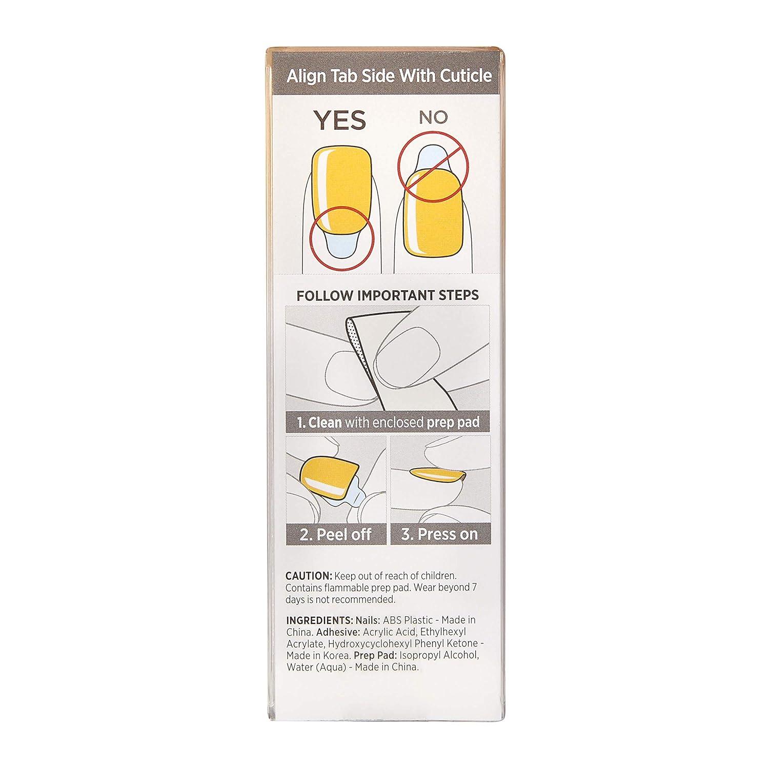 imageKISS imPRESS No Glue Mani Press On Nails Color YOLO Yellow Short Size Squoval Shape Includes 30 Nails Prep Pad Instructions Sheet 1 Manicure Stick 1 Mini FileYellow