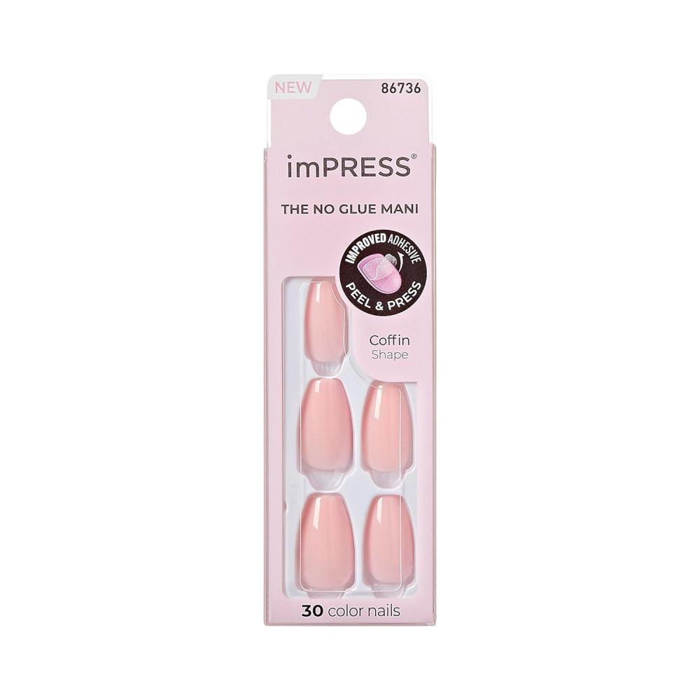 imageKISS imPRESS Color PressOn Manicure Fake Nails Ballroom  Short ampamp Square Solid White Ready To Wear Chip Proof Smudge Proof No Dry Time Mini File ampamp More  30 CountPink Dream