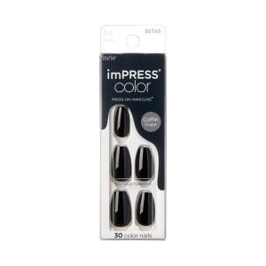 imageKISS imPRESS Color PressOn Manicure Fake Nails Ballroom  Short ampamp Square Solid White Ready To Wear Chip Proof Smudge Proof No Dry Time Mini File ampamp More  30 CountAll Black